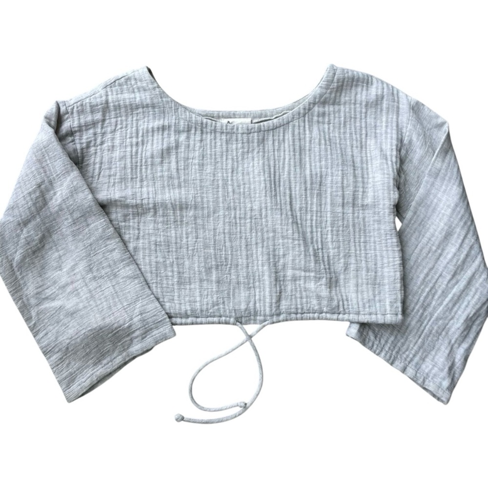 a. REN Drawstring Cropped Cotton Top 3/4 Sleeve Size S